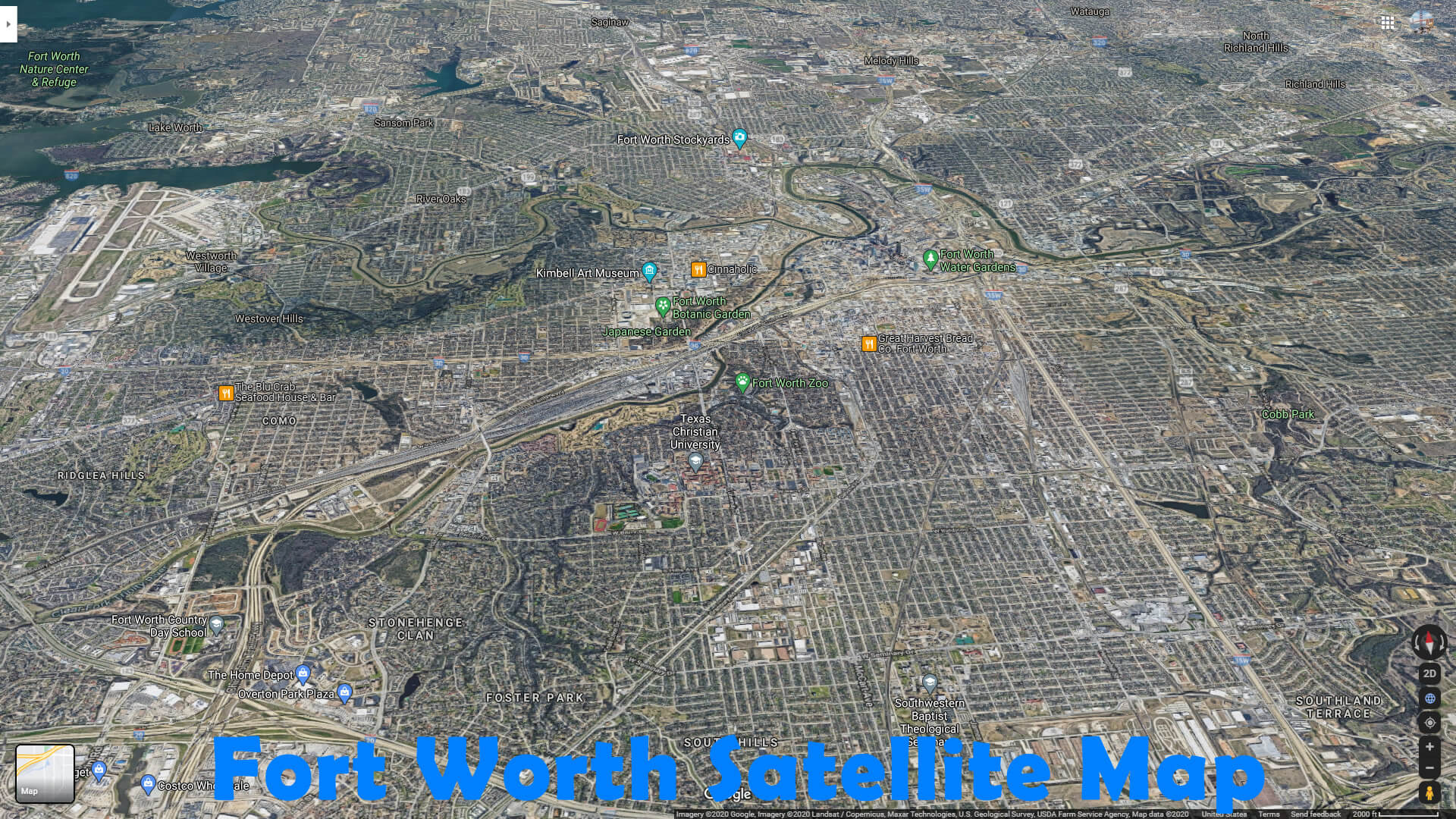 Fort Worth Satellite carte
